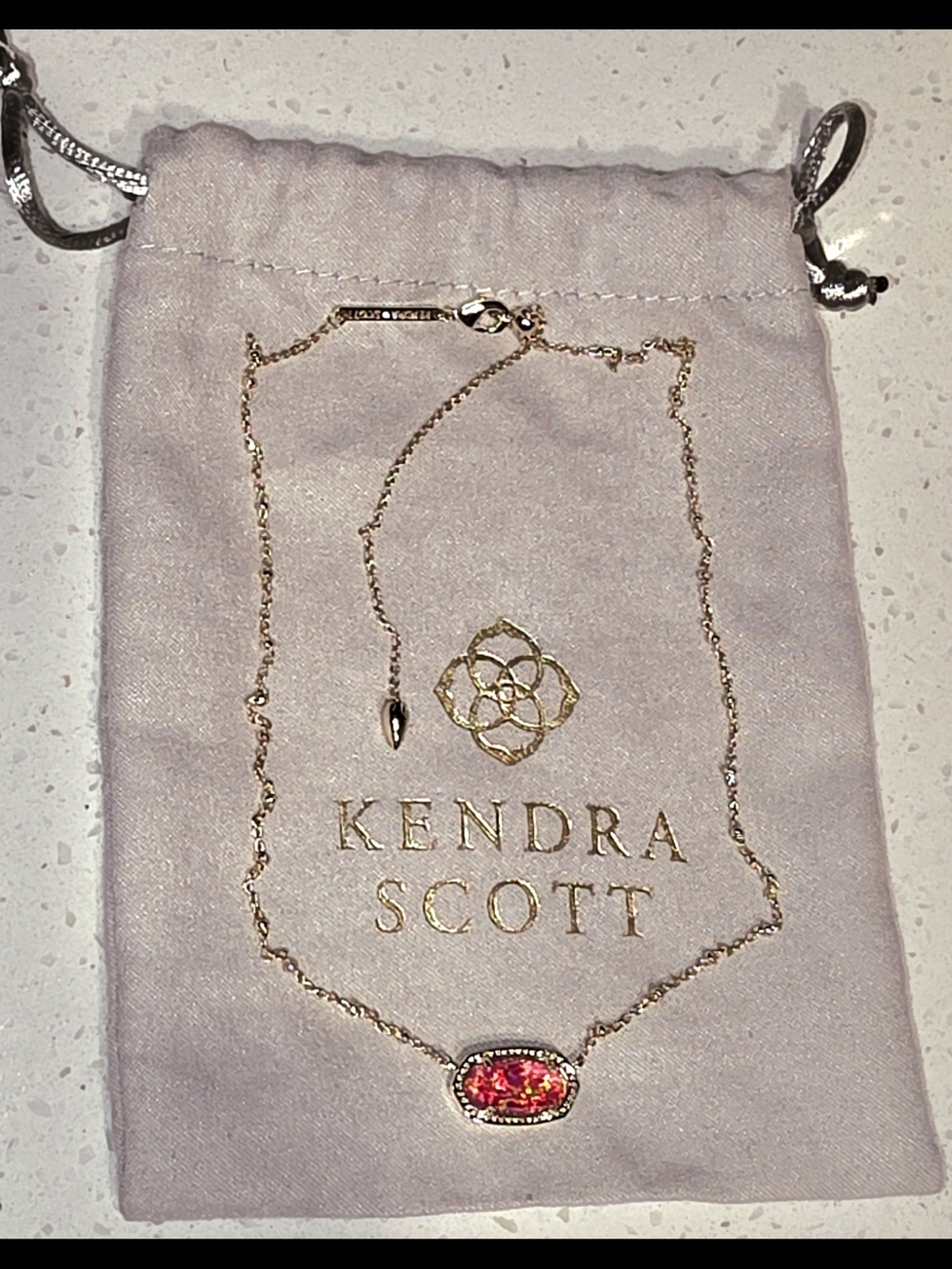 Kendra Scott 14 K Gold over Brass Berry Opal ELISA Satellite Short Necklace NEW